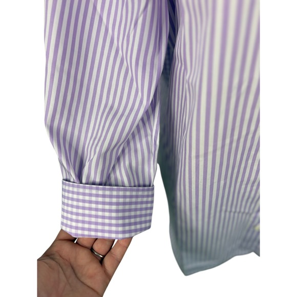 NWT Hinson Wu Purple Lilac White Stripe 3/4 Margot Sleeve Shirt Top‎ Size 16 - Picture 8 of 16